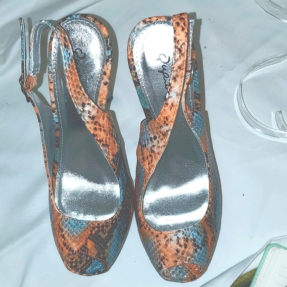Qupid Snake Skin Print SlingBacks - Picture 2 of 6